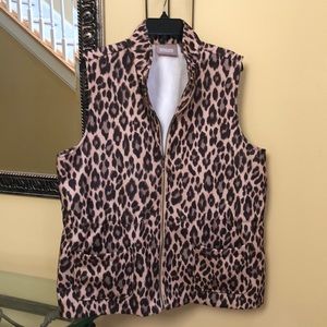 Chico’s womens 3 fits large Leopard flannel Anorak vest